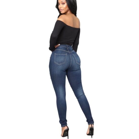 Fashion Nova High Rise Distressed Skinny Jeans 5 6 - Picture 4 of 16
